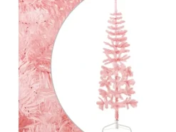 vidaXL Künstlicher Halb-Weihnachtsbaum mit Ständer Schlank Rosa 120 cm