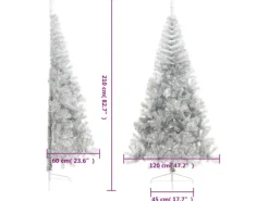 vidaXL Künstlicher Halb-Weihnachtsbaum mit Ständer Silbern 210 cm PVC