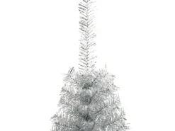 vidaXL Künstlicher Halb-Weihnachtsbaum mit Ständer Silbern 210 cm PVC