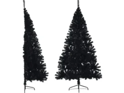 vidaXL Künstlicher Halb-Weihnachtsbaum mit Ständer Schwarz 180 cm PVC