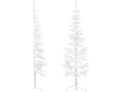 vidaXL Künstlicher Halb-Weihnachtsbaum mit Ständer Schlank Weiß 180 cm