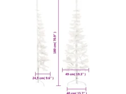 vidaXL Künstlicher Halb-Weihnachtsbaum mit Ständer Schlank Weiß 180 cm