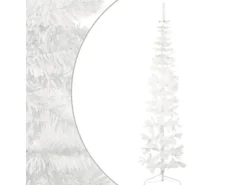 vidaXL Künstlicher Halb-Weihnachtsbaum mit Ständer Schlank Weiß 240 cm