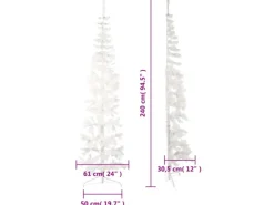 vidaXL Künstlicher Halb-Weihnachtsbaum mit Ständer Schlank Weiß 240 cm