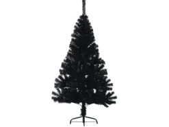 vidaXL Künstlicher Halb-Weihnachtsbaum mit Ständer Schwarz 150 cm PVC