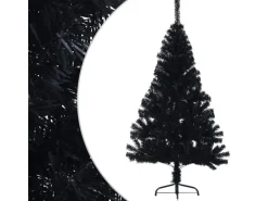 vidaXL Künstlicher Halb-Weihnachtsbaum mit Ständer Schwarz 150 cm PVC