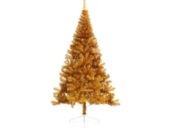 vidaXL Künstlicher Halb-Weihnachtsbaum mit Ständer Gold 240 cm PVC