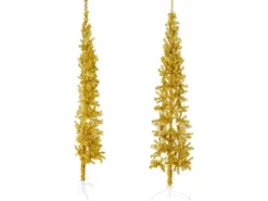 vidaXL Künstlicher Halb-Weihnachtsbaum mit Ständer Schlank Gold 240 cm
