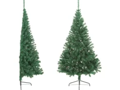 vidaXL Künstlicher Halb-Weihnachtsbaum mit Ständer Grün 180 cm PVC