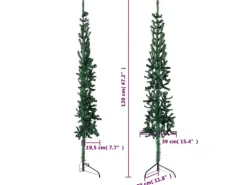 vidaXL Künstlicher Halb-Weihnachtsbaum mit Ständer Schlank Grün 120 cm
