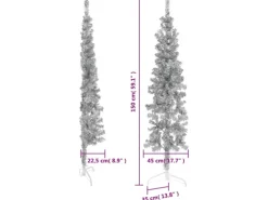 vidaXL Künstlicher Halb-Weihnachtsbaum Ständer Schlank Silbern 150 cm