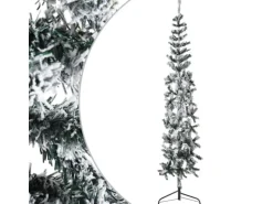 vidaXL Künstlicher Halb-Weihnachtsbaum mit Schnee Schlank 240 cm