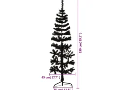 vidaXL Künstlicher Halb-Weihnachtsbaum Ständer Schlank Schwarz 150 cm