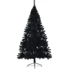 vidaXL Künstlicher Halb-Weihnachtsbaum mit Ständer Schwarz 210 cm PVC