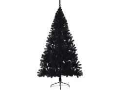 vidaXL Künstlicher Halb-Weihnachtsbaum mit Ständer Schwarz 210 cm PVC