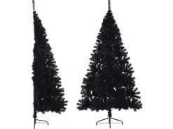 vidaXL Künstlicher Halb-Weihnachtsbaum mit Ständer Schwarz 210 cm PVC