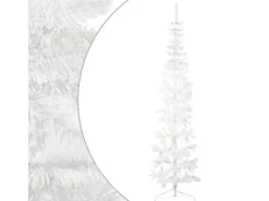 vidaXL Künstlicher Halb-Weihnachtsbaum mit Ständer Schlank Weiß 210 cm