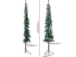vidaXL Künstlicher Halb-Weihnachtsbaum mit Ständer Schlank Grün 150 cm