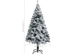 vidaXL Künstlicher Weihnachtsbaum Beschneit Grün 150 cm PVC