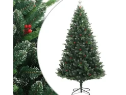 vidaXL Künstlicher Weihnachtsbaum Klappbar mit Roten Beeren 240 cm