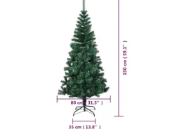 vidaXL Künstlicher Weihnachtsbaum Schillernde Spitzen Grün 150 cm PVC