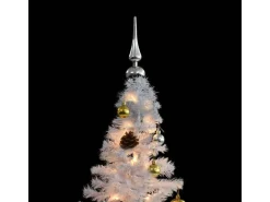 vidaXL Künstlicher Weihnachtsbaum mit Kugeln und LEDs Weiß 180 cm