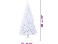 vidaXL Künstlicher Weihnachtsbaum mit Dicken Zweigen Weiß 210 cm PVC