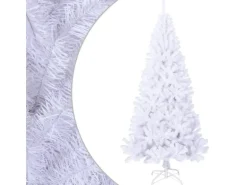vidaXL Künstlicher Weihnachtsbaum mit Dicken Zweigen Weiß 210 cm PVC
