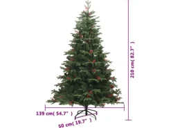 vidaXL Künstlicher Weihnachtsbaum Klappbar mit Zapfen   Beeren 210 cm Modell 3