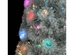 vidaXL Künstlicher Weihnachtsbaum mit LED Weiß 210 cm Glasfaser
