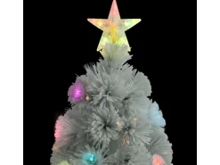 vidaXL Künstlicher Weihnachtsbaum mit LED Weiß 210 cm Glasfaser