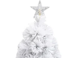 vidaXL Künstlicher Weihnachtsbaum mit LED Weiß 210 cm Glasfaser