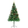 vidaXL Künstlicher Weihnachtsbaum mit Kugeln und LEDs Grün 180 cm