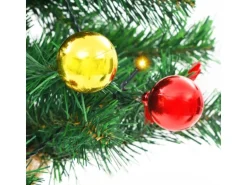 vidaXL Künstlicher Weihnachtsbaum mit Kugeln und LEDs Grün 64 cm