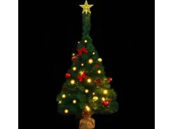 vidaXL Künstlicher Weihnachtsbaum mit Kugeln und LEDs Grün 64 cm