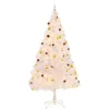 vidaXL Künstlicher Weihnachtsbaum mit Kugeln und LEDs Weiß 210 cm