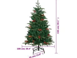 vidaXL Künstlicher Weihnachtsbaum Klappbar mit Zapfen   Beeren 150 cm Modell 3