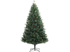 vidaXL Künstlicher Weihnachtsbaum Klappbar mit Roten Beeren 150 cm