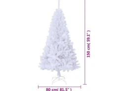 vidaXL Künstlicher Weihnachtsbaum mit Dicken Zweigen Weiß 150 cm PVC
