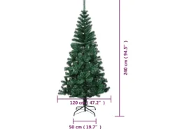 vidaXL Künstlicher Weihnachtsbaum Schillernde Spitzen Grün 240 cm PVC