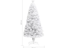 vidaXL Künstlicher Weihnachtsbaum mit LED Weiß 120 cm Glasfaser