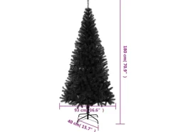 vidaXL Künstlicher Weihnachtsbaum mit Ständer Schwarz 180 cm PVC