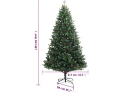 vidaXL Künstlicher Weihnachtsbaum Klappbar mit Roten Beeren 180 cm