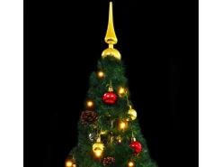 vidaXL Künstlicher Weihnachtsbaum mit Kugeln und LEDs Grün 210 cm