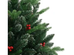 vidaXL Künstlicher Weihnachtsbaum Klappbar mit Roten Beeren 210 cm