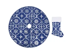 vidaXL Luxus-Weihnachtsbaumdecke mit Socke Blau 122 cm Stoff