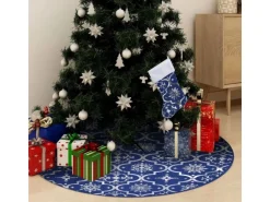 vidaXL Luxus-Weihnachtsbaumdecke mit Socke Blau 122 cm Stoff