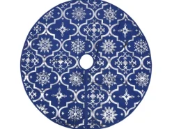 vidaXL Luxus-Weihnachtsbaumdecke mit Socke Blau 122 cm Stoff