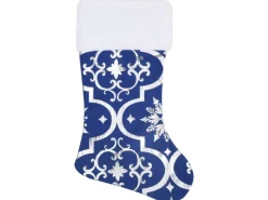 vidaXL Luxus-Weihnachtsbaumdecke mit Socke Blau 122 cm Stoff