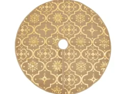 vidaXL Luxus-Weihnachtsbaumdecke mit Socke Gelb 150 cm Stoff